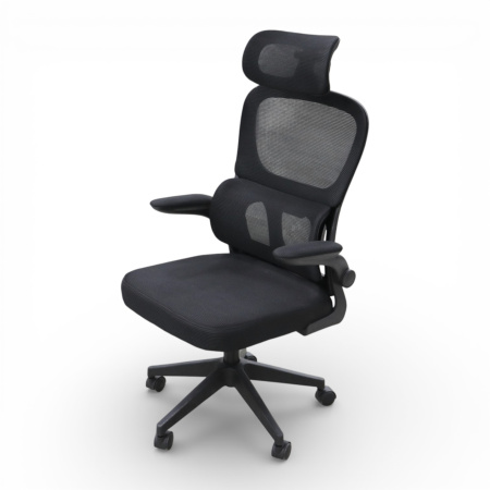 Кресло офисное OM889B поролон-сетка, черный 63x50x124-134 см