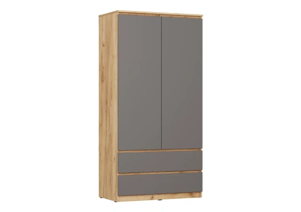СИТИ Шкаф ШРК -2 с ящ/Серый графит/корпус дуб Крафт зол